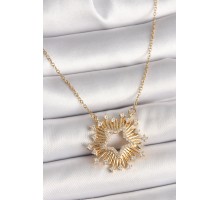 316L Çelik Gold Renk Zirkon Taşlı Yıldız Model Kadın Kolye - TJ-BKO9922