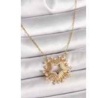 316L Çelik Gold Renk Zirkon Taşlı Yıldız Model Kadın Kolye - TJ-BKO9922