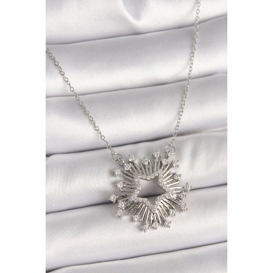 316L Çelik Gümüş Renk Zirkon Taşlı Yıldız Model Kadın Kolye - TJ-BKO9921