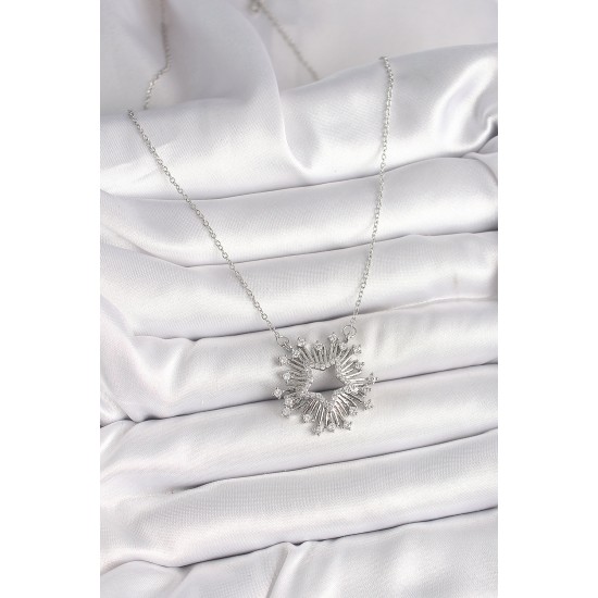 316L Çelik Gümüş Renk Zirkon Taşlı Yıldız Model Kadın Kolye - TJ-BKO9921