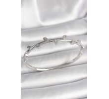 Pirinç Gümüş Renk Damla Zirkon Taşlı Kadın Kelepçe - TJ-BB6862