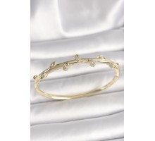 Pirinç Gold Renk Damla Zirkon Taşlı Kadın Kelepçe - TJ-BB6863