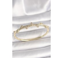 Pirinç Gold Renk Damla Zirkon Taşlı Kadın Kelepçe - TJ-BB6863