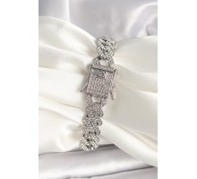 Pirinç Gümüş Renk Zirkon Taşlı Gurmet Model Kadın Bileklik - TJ-BB6864