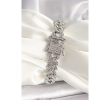 Pirinç Gümüş Renk Zirkon Taşlı Gurmet Model Kadın Bileklik - TJ-BB6864