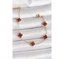 316L Çelik Gold Renk Kahverengi Yonca Model Kadın Bileklik - TJ-BB6865