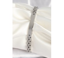 316L Çelik Gümüş Renk Zincir Künye Model Erkek Bileklik - TJ-EB3715