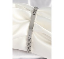 316L Çelik Gümüş Renk Zincir Künye Model Erkek Bileklik - TJ-EB3715