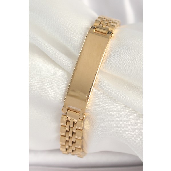 316L Çelik Gold Renk Zincir Künye Model Erkek Bileklik - TJ-EB3719