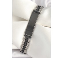 316L Çelik Gümüş Siyah Renk Zincir Künye Model Erkek Bileklik - TJ-EB3723