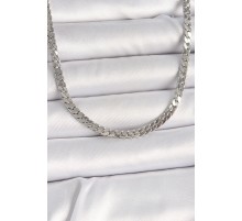 316L Çelik Gümüş Renk Yassı Zincir Model Erkek Kolye - TJ-ERK1384