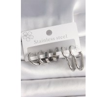 316L Çelik Gümüş Renk Kalp Halka Model Kadın Küpe Seti - TJ-BKP10381