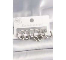 316L Çelik Gümüş Renk Halka Yıldız Model Kadın Küpe Seti - TJ-BKP10382