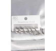 316L Çelik Gümüş Renk Yarım Halka Yıldız Model Kadın Küpe Seti - TJ-BKP10384