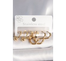 316L Çelik Gold Renk Kalp Halka Model Kadın Küpe Seti - TJ-BKP10386