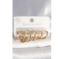 316L Çelik Gold Renk Yıldız Halka Model Kadın Küpe Seti - TJ-BKP10388