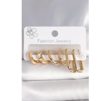 316L Çelik Gold Renk Kare Halka Model Kadın Küpe Seti - TJ-BKP10389