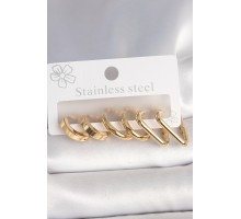 316L Çelik Gold Renk Üçgen Halka Model Kadın Küpe Seti - TJ-BKP10390