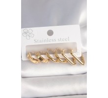 316L Çelik Gold Renk Üçgen Halka Model Kadın Küpe Seti - TJ-BKP10390