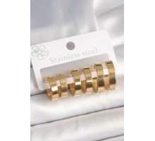 316L Çelik Gold Renk Halka Model Kadın Küpe Seti - TJ-BKP10393