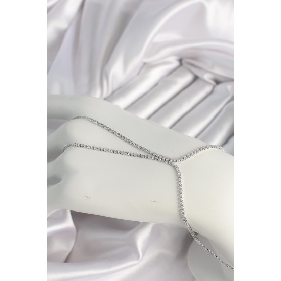 Pirinç Gümüş Renk Su Yolu Zirkon Taşlı Kadın Şahmeran - TJ-SN614