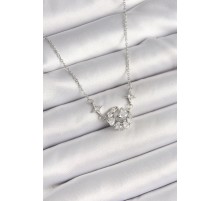 316L Çelik Gümüş Renk Zirkon Taşlı Hilal Kalp Model Kadın Kolye - TJ-BKO9929