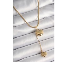 316L Çelik Gold Renk Tüp Zincir Model 3D Sallantı Kalp Model Kadın Kolye - TJ-BKO9937