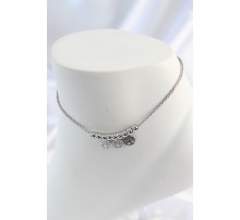 316L Çelik Gümüş Renk Minimal Kalp Model Renkli Zirkon Taşlı Halhal - TJ-HH1631