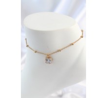 316L Çelik Gümüş Renk Zirkon Taşlı Sallantılı Yonca Model Halhal - TJ-HH1635