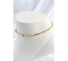 316L Çelik Gold Renk Renkli Boncuk Detay Kadın Halhal - TJ-HH1640