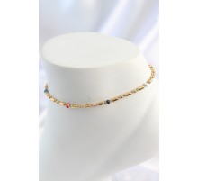 316L Çelik Gold Renk Renkli Boncuk Detay Kadın Halhal - TJ-HH1640