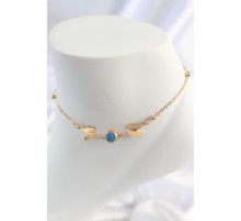 316L Çelik Gold Renk Kelebek Nazar Boncuk Figür Kadın Halhal - TJ-HH1641