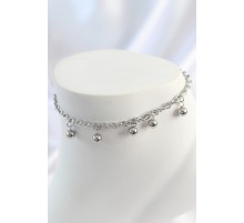 316L Çelik Gümüş Renk Sallantı Topçuk Zincir Model Kadın Halhal - TJ-HH1642