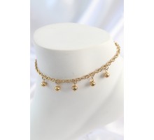 316L Çelik Gold Renk Sallantı Topçuk Zincir Model Kadın Halhal - TJ-HH1643