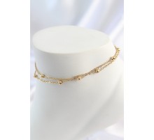 316L Çelik Gold Renk 2'Li Topçuk Zincir Model Kadın Halhal - TJ-HH1647