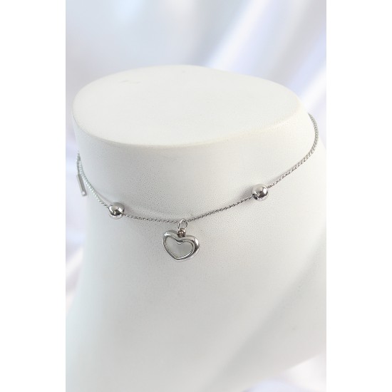 316L Çelik Gold Renk Sallantı Mineli Kalp Figür Topçuk Detay Kadın Halhal - TJ-HH1648