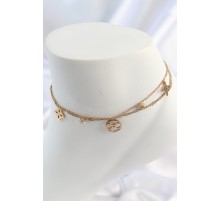 316L Çelik Gold Renk 2'Li Zincir Rüya Kapnı Figür Zirkon Taş Detay Kadın Halhal - TJ-HH1651