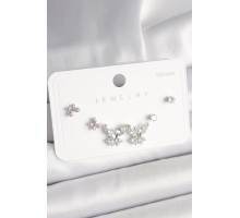925 Ayar Gümüş Çivi Pirinç Zirkon Taşlı Kelebek Model Kadın Küpe Seti - TJ-BKP10402