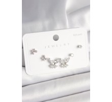 925 Ayar Gümüş Çivi Pirinç Zirkon Taşlı Kelebek Model Kadın Küpe Seti - TJ-BKP10402