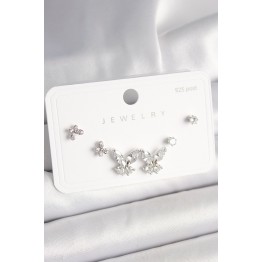 925 Ayar Gümüş Çivi Pirinç Zirkon Taşlı Kelebek Model Kadın Küpe Seti TJ-BKP10402