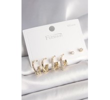 925 Ayar Gümüş Çivi Pirinç Gold Renk Tiffany Halka Model Kadın Küpe Seti - TJ-BKP10407