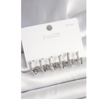 925 Ayar Gümüş Çivi Pirinç Gümüş Renk Bambu Halka Model Kadın Küpe Seti - TJ-BKP10408