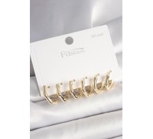 925 Ayar Gümüş Çivi Pirinç Gold Renk Bambu Halka Model Kadın Küpe Seti - TJ-BKP10409