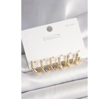 925 Ayar Gümüş Çivi Pirinç Gold Renk Bambu Halka Model Kadın Küpe Seti - TJ-BKP10409