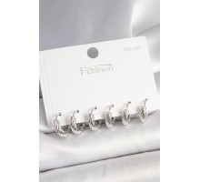 925 Ayar Gümüş Çivi Pirinç Gümüş Renk İşlemeli Halka Model Kadın Küpe Seti - TJ-BKP10410