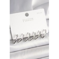 925 Ayar Gümüş Çivi Pirinç Gümüş Renk Üçgen Model Kadın Küpe Seti TJ-BKP10414