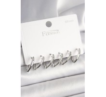 925 Ayar Gümüş Çivi Pirinç Gümüş Renk Üçgen Model Kadın Küpe Seti - TJ-BKP10414