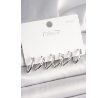 925 Ayar Gümüş Çivi Pirinç Gümüş Renk Üçgen Model Kadın Küpe Seti - TJ-BKP10414