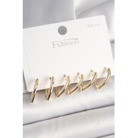 925 Ayar Gümüş Çivi Pirinç Gold Renk Üçgen Model Kadın Küpe Seti TJ-BKP10415