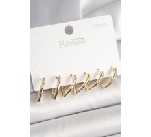 925 Ayar Gümüş Çivi Pirinç Gold Renk Üçgen Model Kadın Küpe Seti - TJ-BKP10415